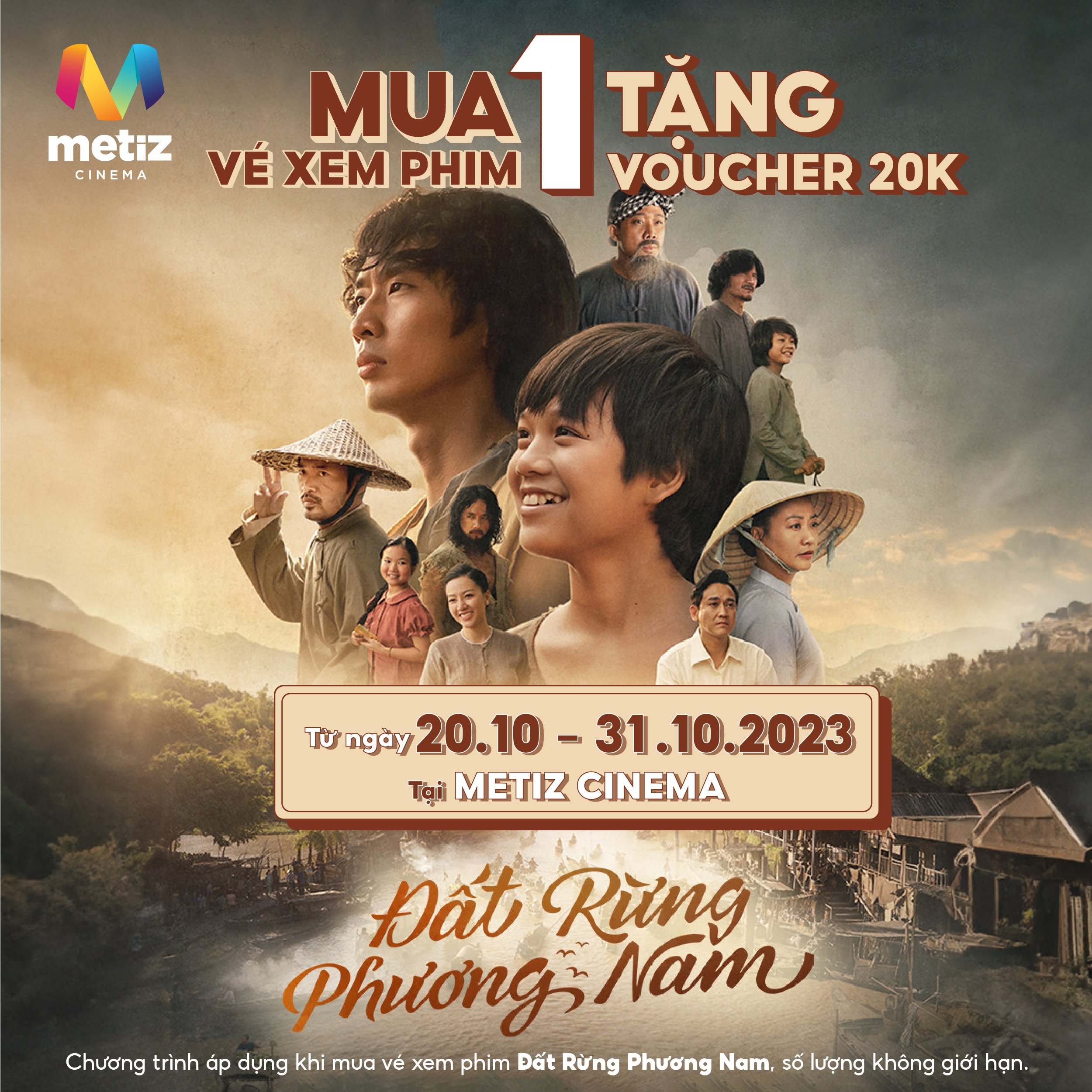 MUA 1 VÉ XEM PHIM ĐẤT RỪNG PHƯƠNG NAM - TẶNG 1 VOUCHER 20K TẠI HELIO CENTER